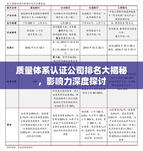 质量体系认证公司排名大揭秘，影响力深度探讨